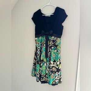 Bow-Tie Layered Satin Dress with Lining